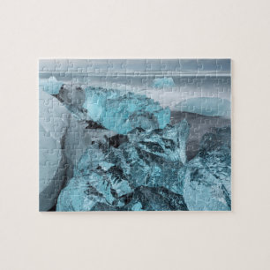 Blaues Eis am Strand Seascape, Island Puzzle