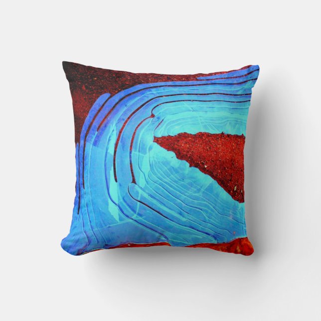 blaues Eis auf rotem Felsen Kissen (Vorderseite)
