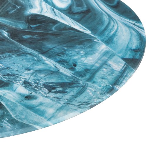 Blaues Eis in der Eishöhle Abstrakt Schneidebrett (Ecke)