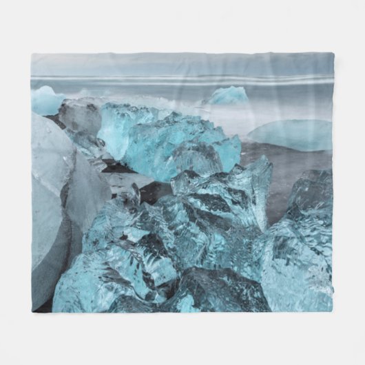 Blaues Eis in der Strandsaison, Island Fleecedecke (Vorderseite (Horizontal))