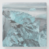 Blaues Eis in der Strandsaison, Island Steinuntersetzer (Vorderseite)