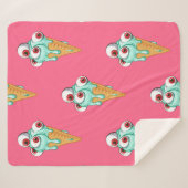 Blaues Eis mit Augen. Rosa Hintergrund. Seamles Sherpadecke (Vorderseite (Horizontal))