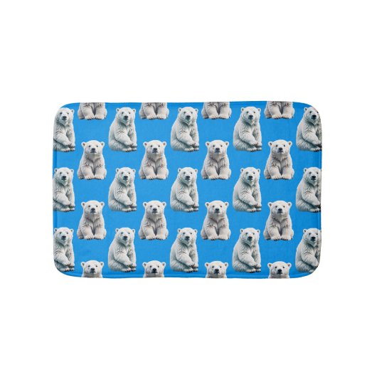 Blaues Eisbär-Musterdesign  Badematte (Vorderseite)