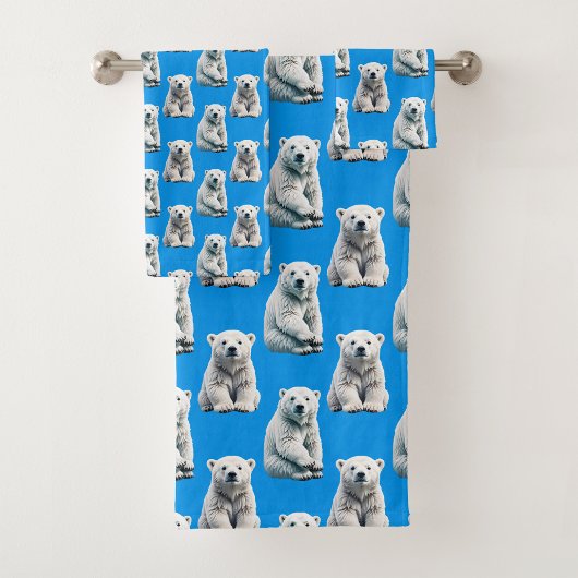 Blaues Eisbär-Musterdesign  Badhandtuch Set