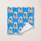 Blaues Eisbär-Musterdesign  Badhandtuch Set (Waschlappen)