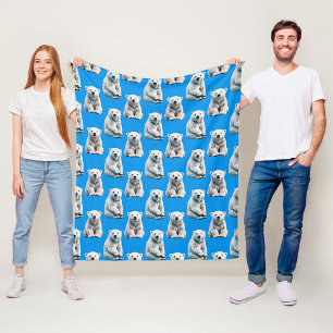 Blaues Eisbär-Musterdesign Fleecedecke