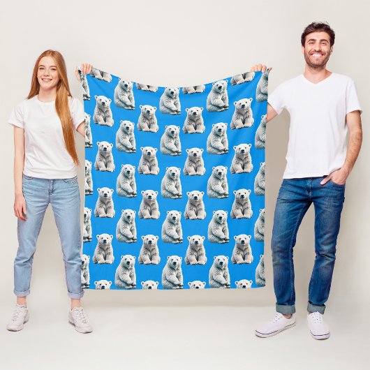 Blaues Eisbär-Musterdesign Fleecedecke