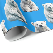 Blaues Eisbär-Musterdesign Geschenkpapier (Rolleneckpunkt)