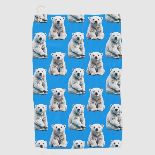 Blaues Eisbär-Musterdesign  Golfhandtuch (Vorderseite)