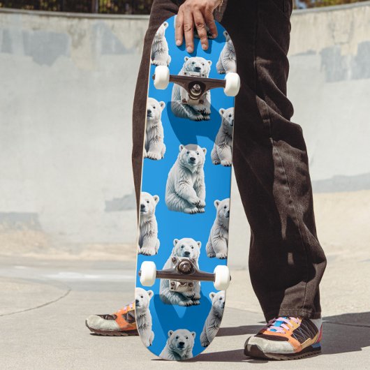 Blaues Eisbär-Musterdesign Skateboard