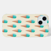 Blaues Eiscreme-Kronmuster, hellgelb Case-Mate iPhone Hülle (Rückseite (Horizontal))