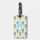 Blaues Eiscreme-Kronmuster, hellgelb Gepäckanhänger (Rückseite vertikal)