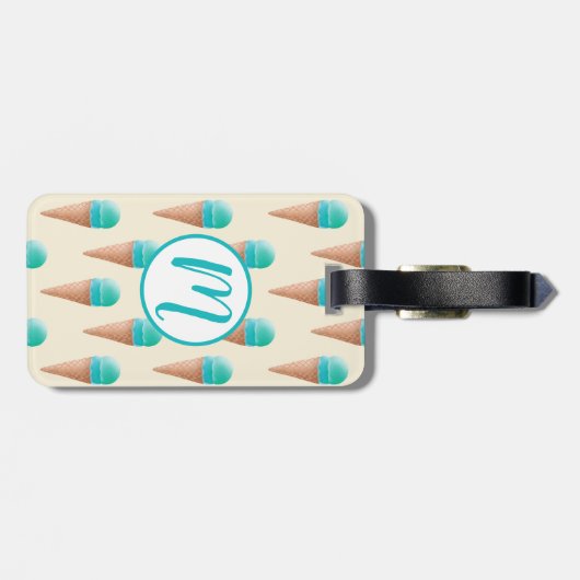 Blaues Eiscreme-Kronmuster, hellgelb Gepäckanhänger (Rückseite horizontal)