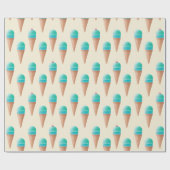 Blaues Eiscreme-Kronmuster, hellgelb Geschenkpapier (Flach)