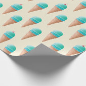 Blaues Eiscreme-Kronmuster, hellgelb Geschenkpapier (Ecke)