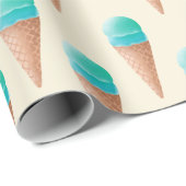 Blaues Eiscreme-Kronmuster, hellgelb Geschenkpapier (Rolleneckpunkt)