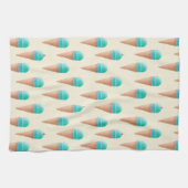 Blaues Eiscreme-Kronmuster, hellgelb Geschirrtuch (Horizontal)