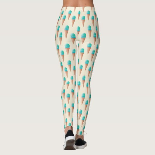 Blaues Eiscreme-Kronmuster, hellgelb Leggings (Rückseite)