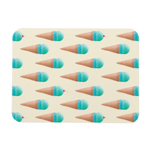 Blaues Eiscreme-Kronmuster, hellgelb Magnet (Horizontal)