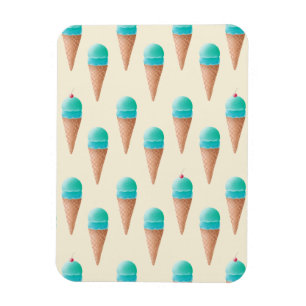 Blaues Eiscreme-Kronmuster, hellgelb Magnet