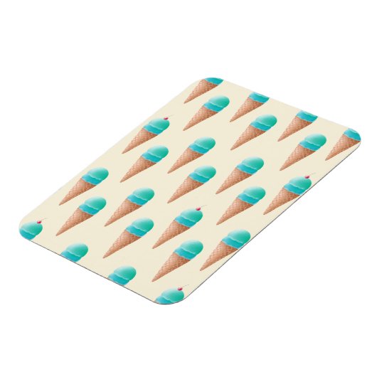 Blaues Eiscreme-Kronmuster, hellgelb Magnet (Linke Seite)