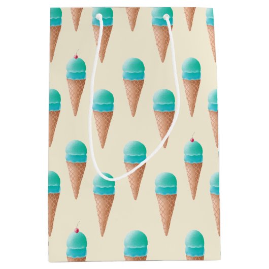 Blaues Eiscreme-Kronmuster, hellgelb Mittlere Geschenktüte (Vorderseite)