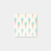 Blaues Eiscreme-Kronmuster, hellgelb Post-it Klebezettel (Vorderseite)