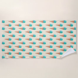 Blaues Eiscreme-Kronmuster, hellgelb Strandtuch