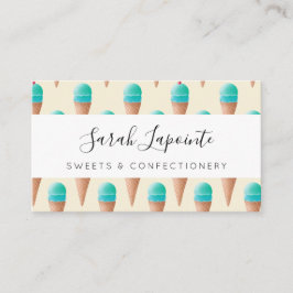Blaues Eiscreme-Kronmuster, hellgelb Visitenkarte