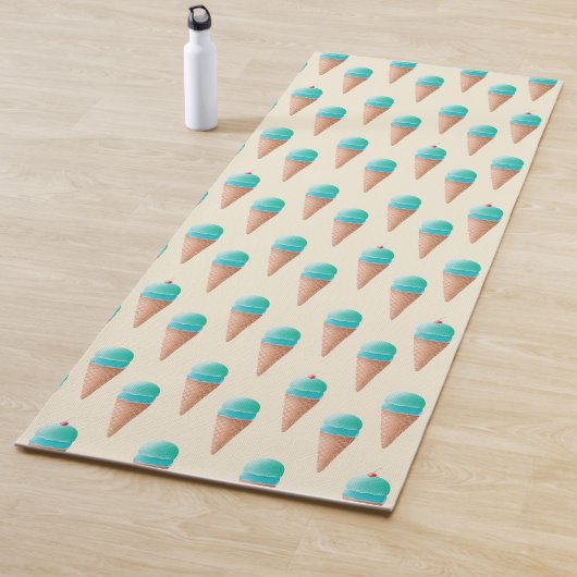 Blaues Eiscreme-Kronmuster, hellgelb Yogamatte (Beispiel)