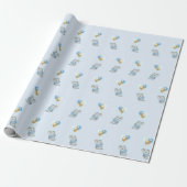 Blaues Elefant-Babyshower-Geschenkpapier Geschenkpapier (Ungerollt)