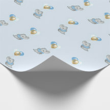 Blaues Elefant-Babyshower-Geschenkpapier