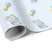Blaues Elefant-Babyshower-Geschenkpapier Geschenkpapier (Rolleneckpunkt)