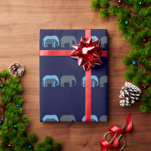Blaues Elefanten-Wrap-Papier Geschenkpapier