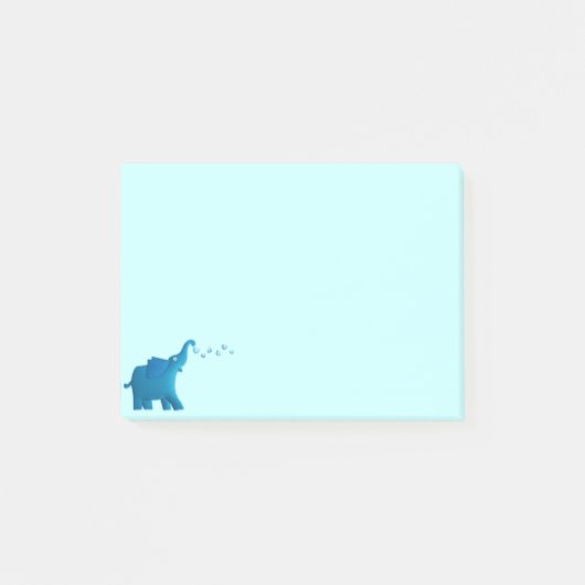 blaues Elefantenherz Post-it Klebezettel (Vorderseite)