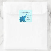 blaues Elefantenherz Quadratischer Aufkleber (Tasche)
