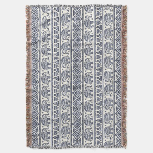 Blaues Elefantenmuster Decke (Vorderseite Vertikal)