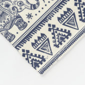Blaues Elefantenmuster Fleecedecke (Ecke)