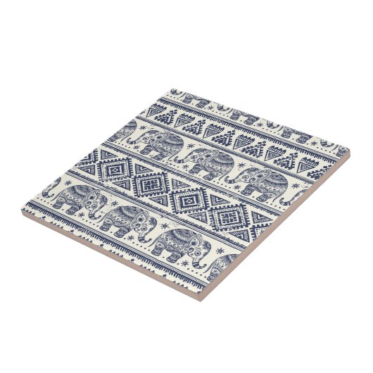 Blaues Elefantenmuster Fliese (Seite)