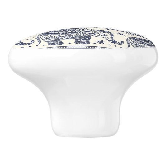 Blaues Elefantenmuster Keramikknauf (Seitenansicht)