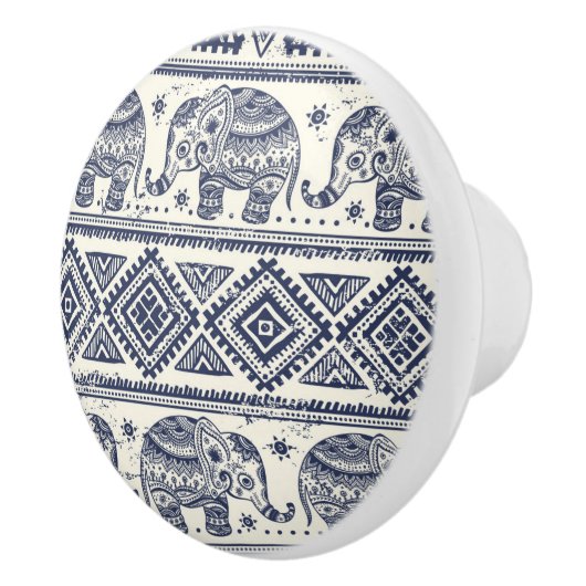 Blaues Elefantenmuster Keramikknauf (Rechts)