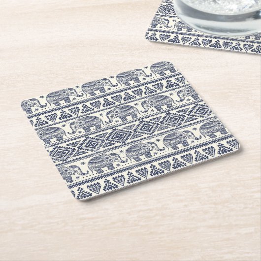 Blaues Elefantenmuster Rechteckiger Pappuntersetzer (angewinkelt)