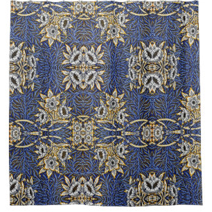 Blaues elegantes, Vintages Muster Duschvorhang