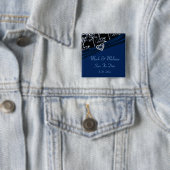 Blaues Eleganz-Herz-BlumenWirbel Button (Beispiel)