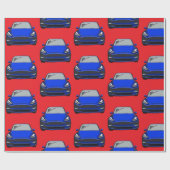 Blaues Elektrofahrzeug SUV Auto Red Background Geschenkpapier (Flach)