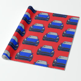 Blaues Elektrofahrzeug SUV Auto Red Background Geschenkpapier