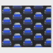 Blaues Elektrofahrzeug SUV Auto schwarzer Hintergr Geschenkpapier (Flach)