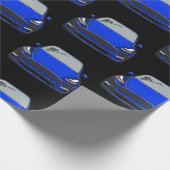 Blaues Elektrofahrzeug SUV Auto schwarzer Hintergr Geschenkpapier (Ecke)