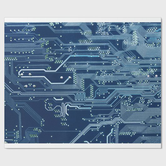 blaues elektronisches Leiterplatten-Computermuster Geschenkpapier (Flach)