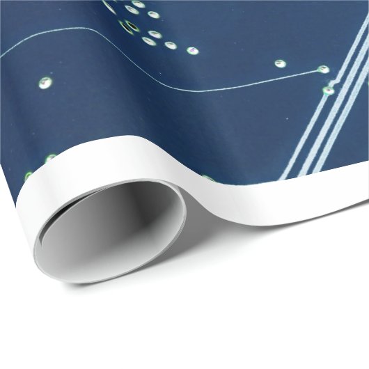 blaues elektronisches Leiterplatten-Computermuster Geschenkpapier (Rolleneckpunkt)